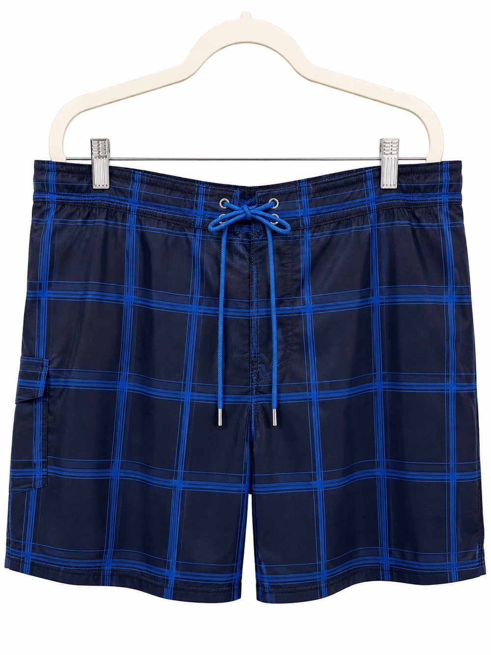 OP Men's Navy & Royal Blue Plaid Swim Trunks